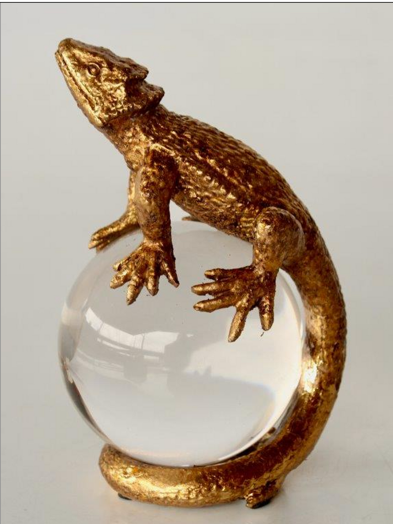 Gold Lizard on Ball - NetDécor 
