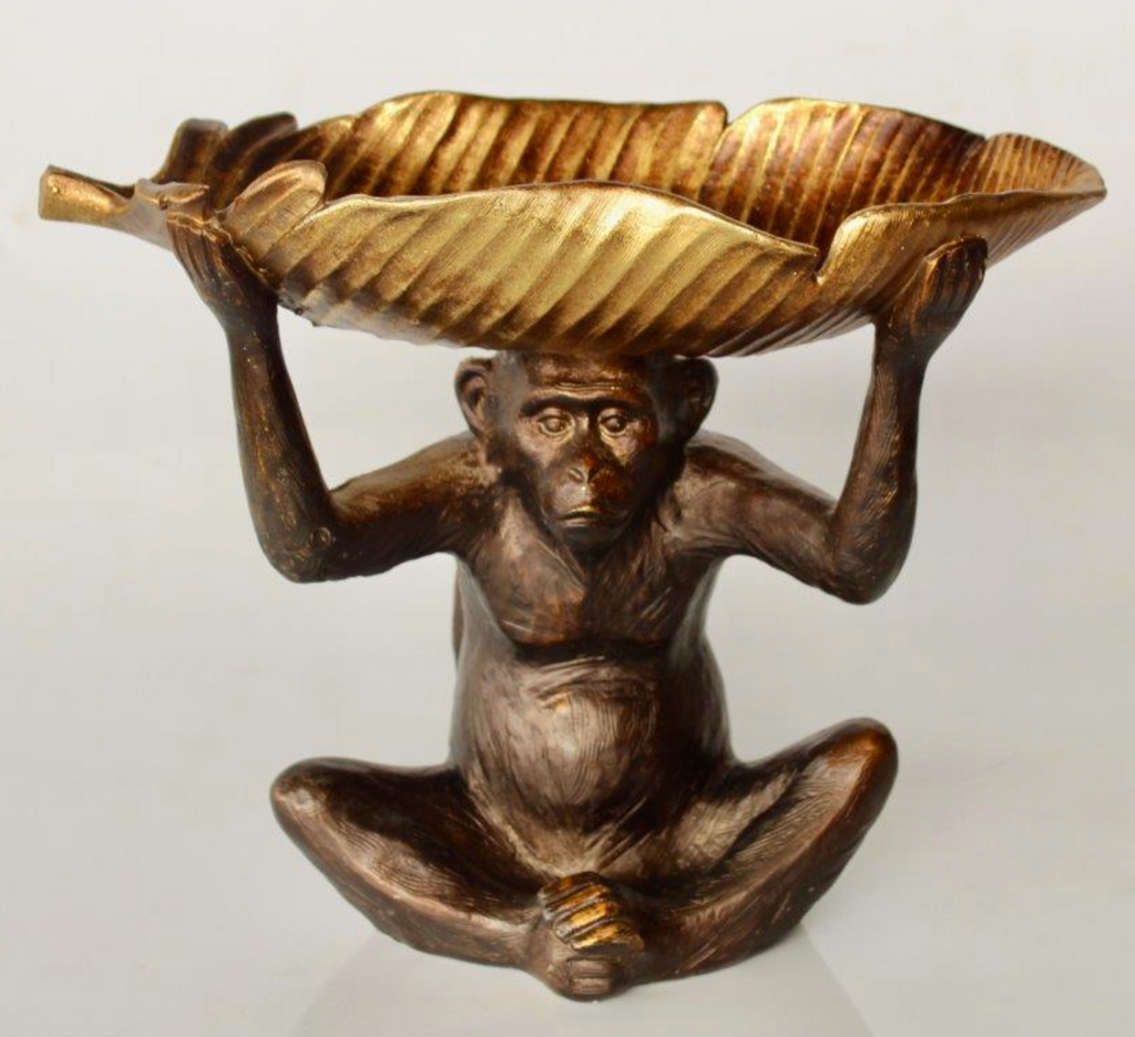 Large Resin Monkey with Gold Leaf - NetDécor 