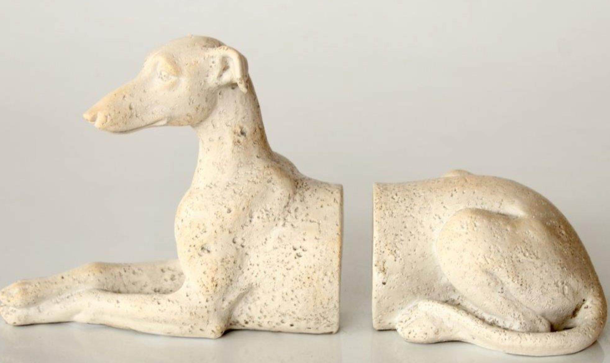 Off White Whippet Bookends - NetDécor 
