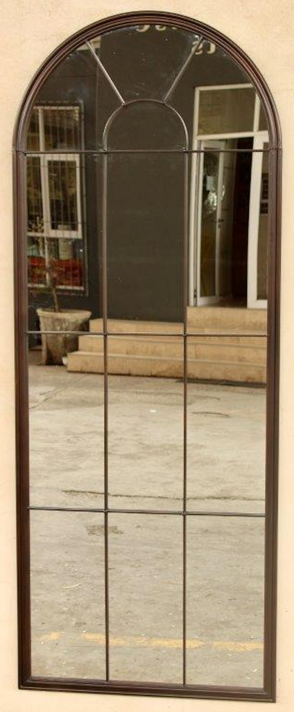 2m Large Brown Metal Arch Mirror - NetDécor 