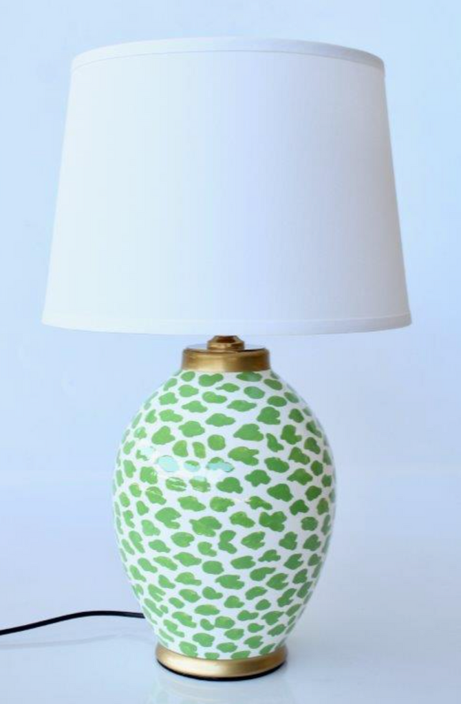 Lime Green & White Blob Lamp Base Off White Shade - NetDécor 