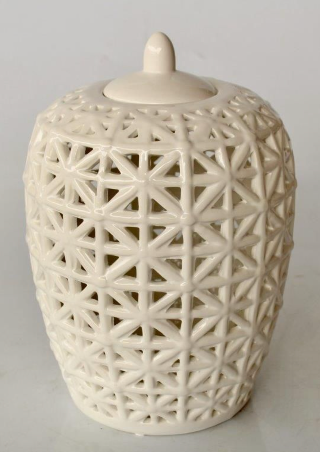 White Fat Criss Cross Jar with Lid - NetDécor 