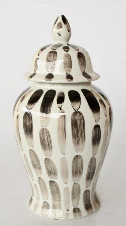 Blue and Grey Striped Ginger Jar - NetDécor 