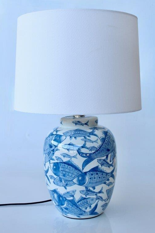 Blue and best sale white lamp base