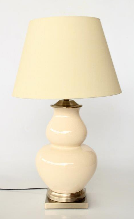 EXTRA LARGE BEIGE BULBOUS LAMP BASE BEIGE SHADE - NetDécor 