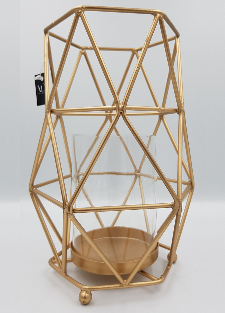 Candle Holder Wire Gold Geo - NetDécor 