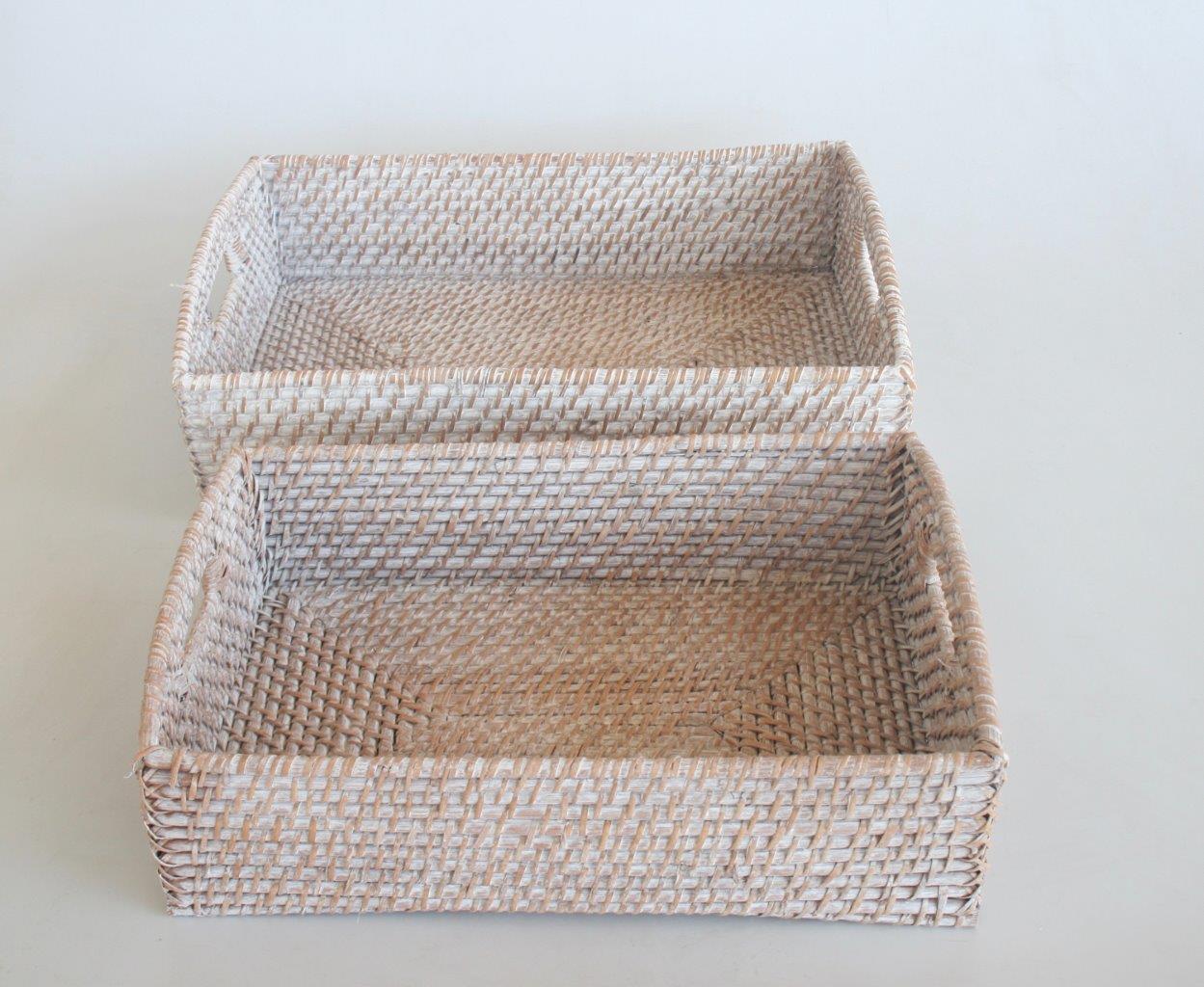 Set of 2 Deep Rattan Trays - NetDécor 