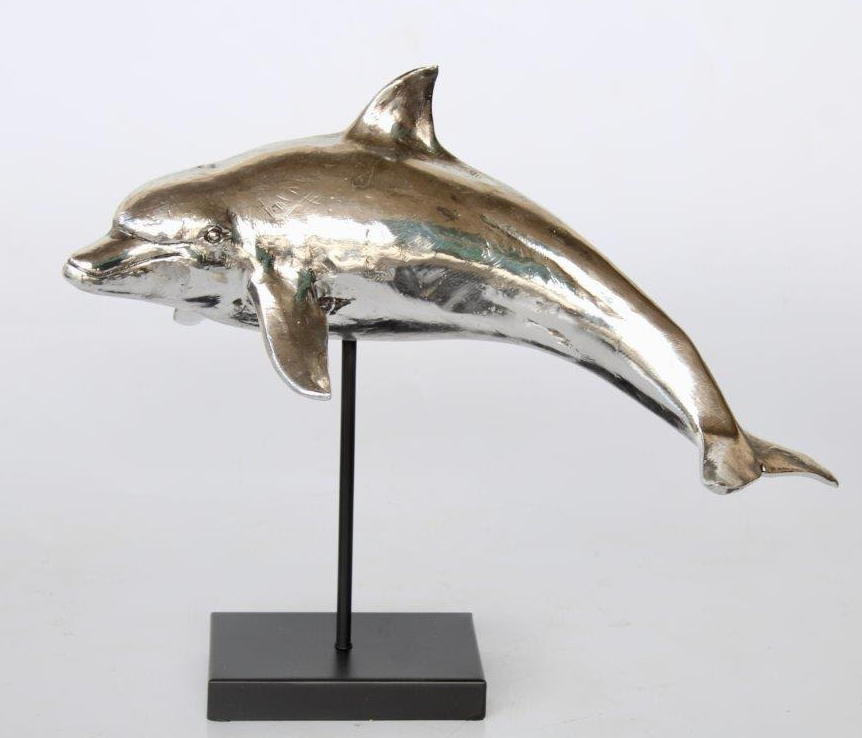 Silver Dolphin On Stand - NetDécor 