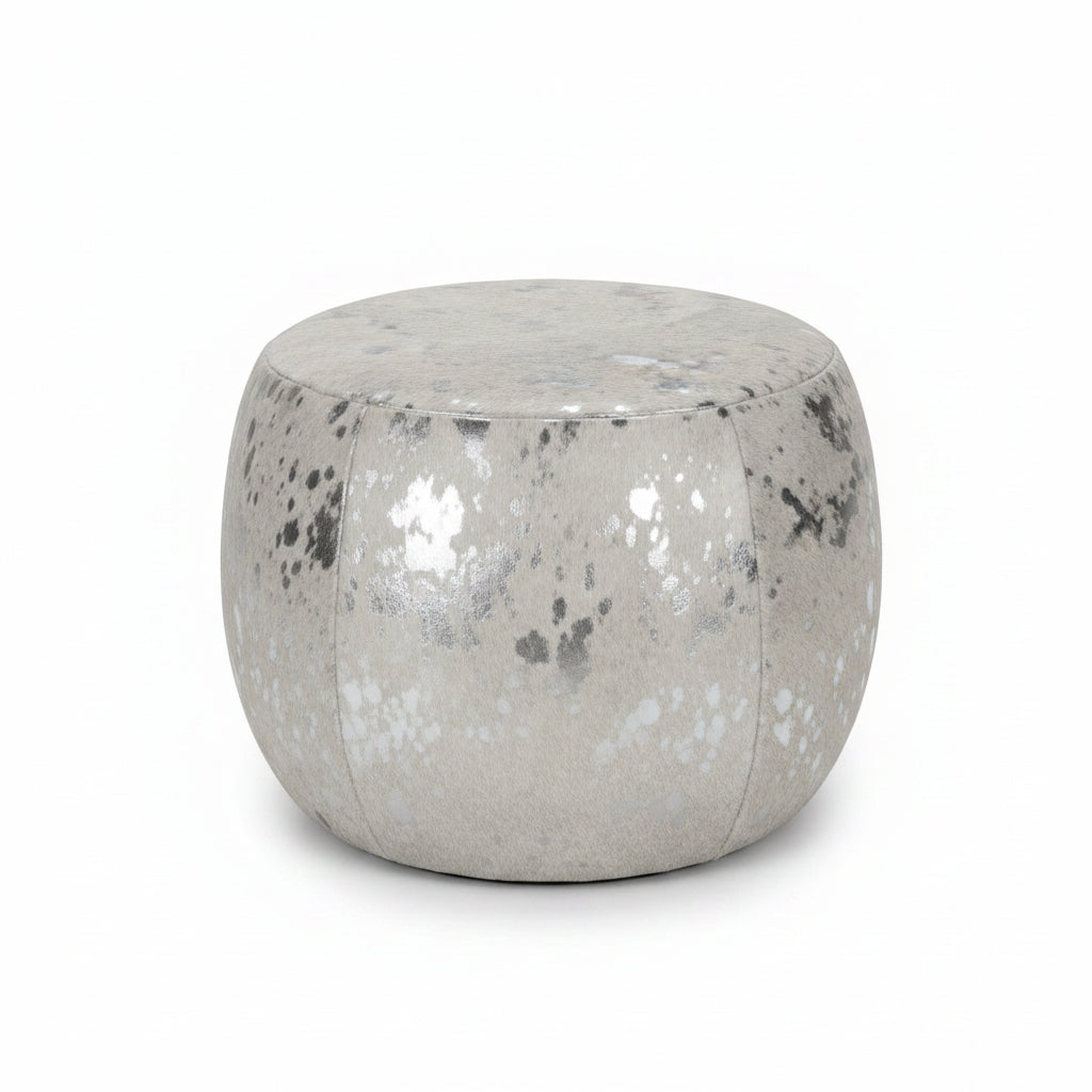 Silver Cow Skin Tub Ottoman - NetDécor 
