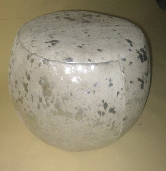 Silver Cow Skin Tub Ottoman - NetDécor 