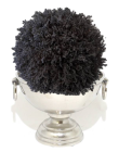 Charcoal Slagbos Topiary Ball in Silver Vessel - NetDécor 