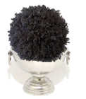 Charcoal Slagbos Topiary Ball in Silver Vessel - NetDécor 