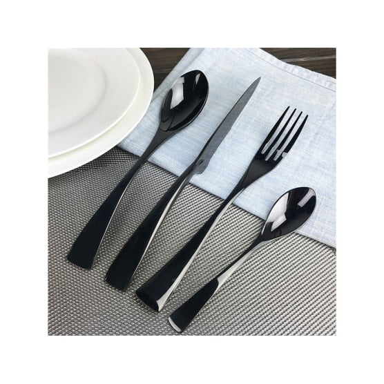 Venice Black Titanium 24 Piece Cutlery Set - NetDécor 