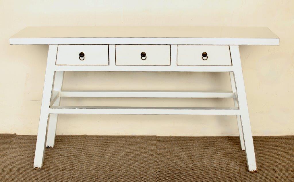 White 3 Drawer Console - NetDécor 