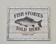 WOODEN 'FISH STORIES' SIGN - NetDécor 