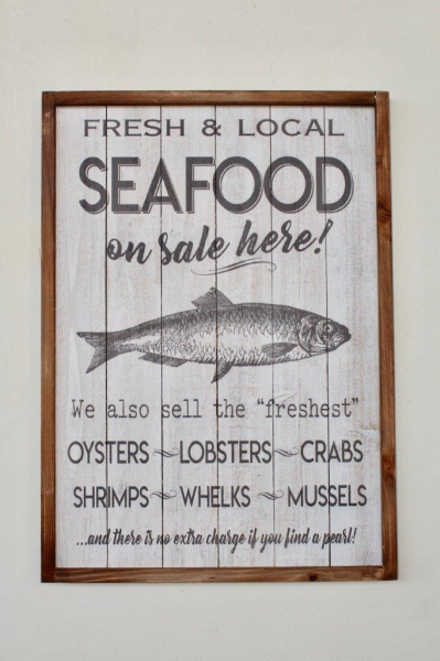 WOODEN PLAQUE 'SEAFOOD' - NetDécor 