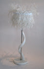 White Kudu Horn Lamp & White Splitgoose Feather Sh - NetDécor 