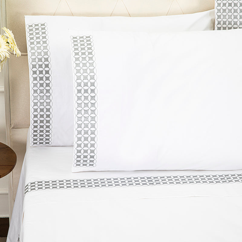 Cavacus White Silver Standard Pillowcase - NetDécor 