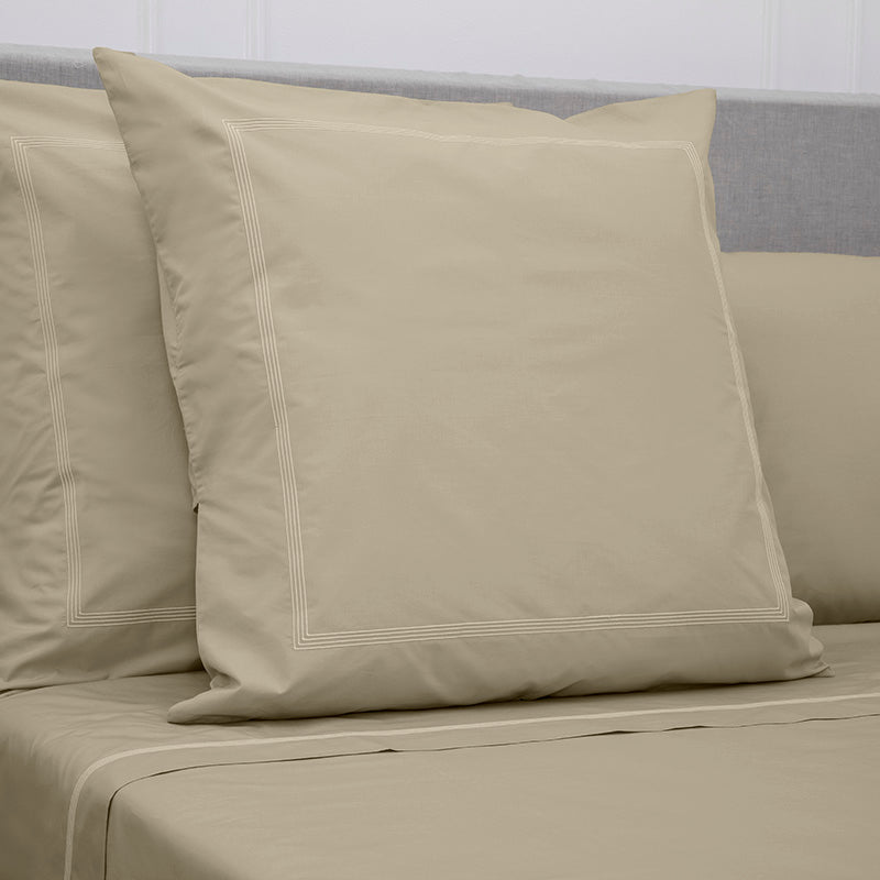 Percale Four Row Cord Taupe Taupe Decorative Pillowcase