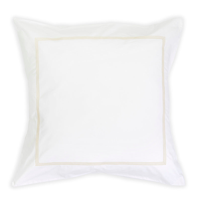 Percale Four Row Cord White Taupe Decorative Pillowcase