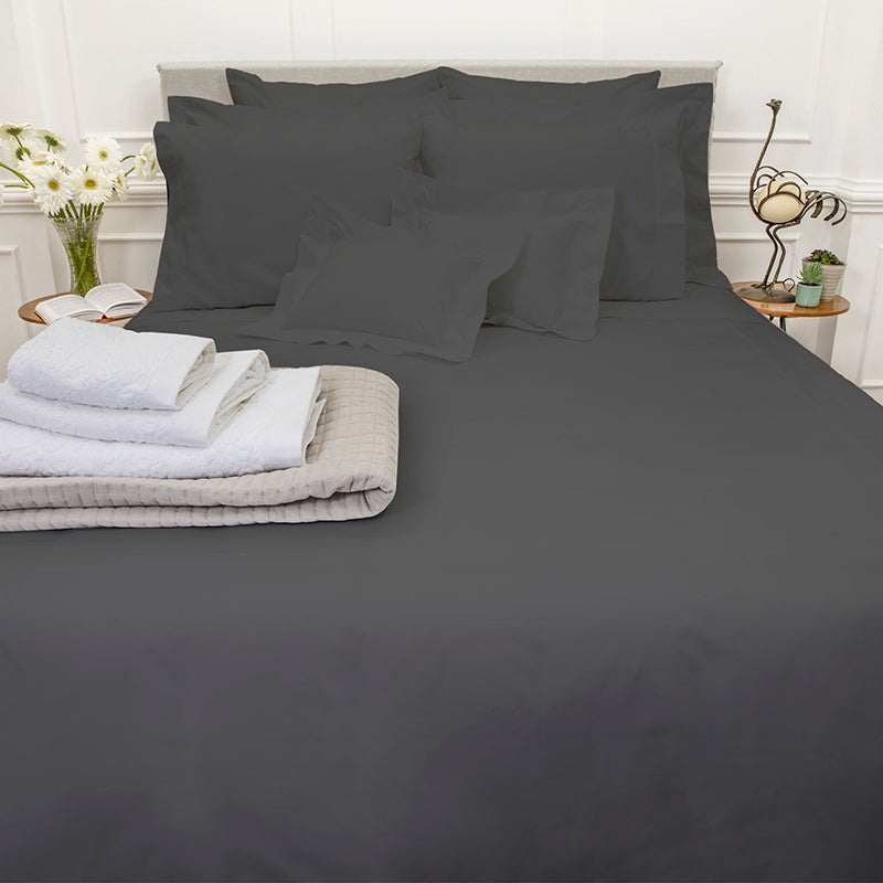 Percale Four Row Cord Charcoal Charcoal Duvet Cover