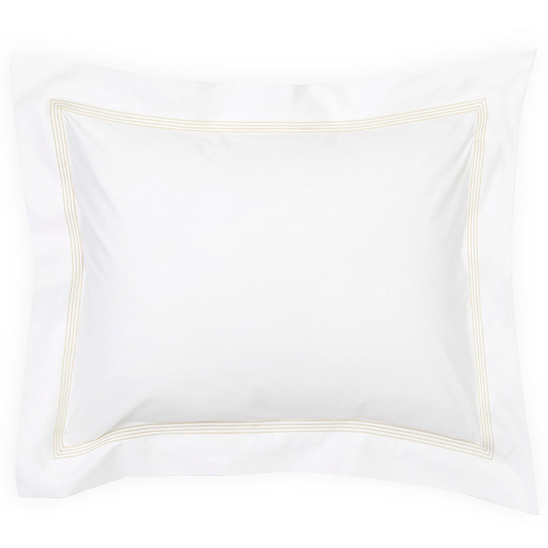 Percale Four Row Cord White Taupe Oxford Pillowcase
