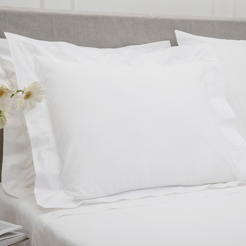 Percale Four Row Cord White White Oxford Pillowcase