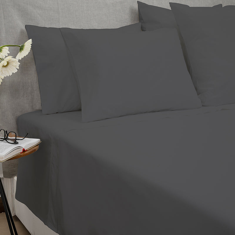Percale Four Row Cord Charcoal Charcoal Sheet Set