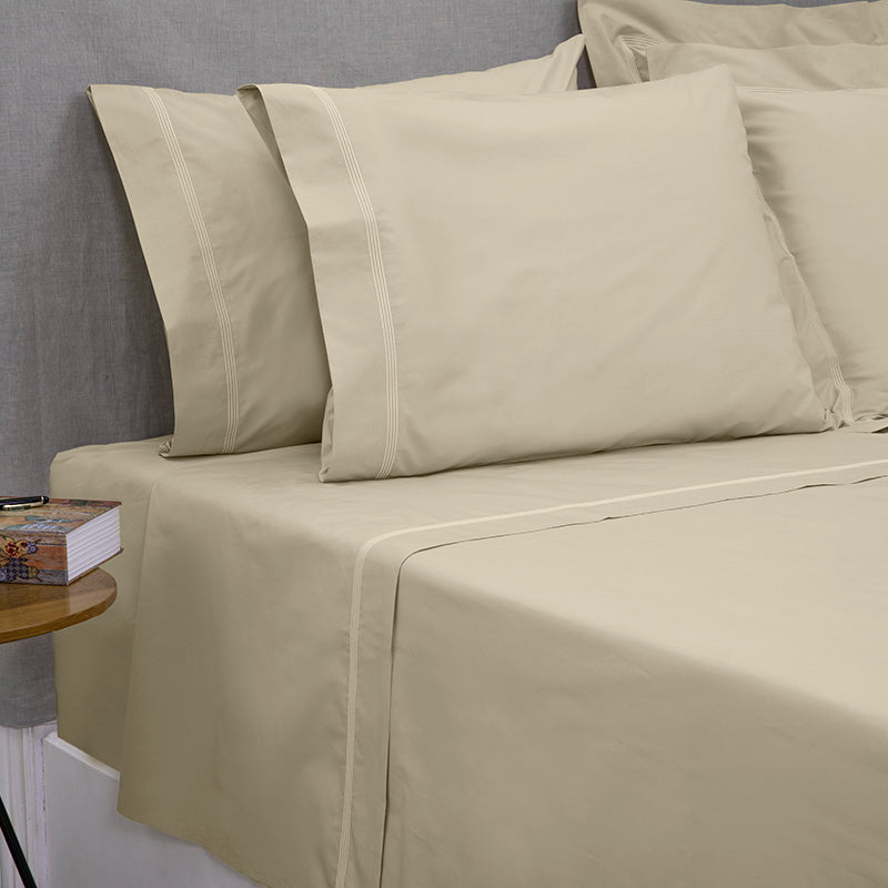 Percale Four Row Cord Taupe Taupe Sheet Set