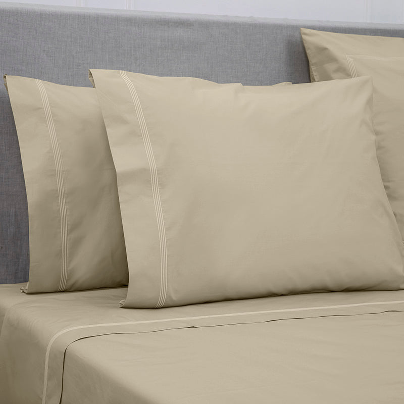Percale Four Row Cord Taupe Taupe Standard Pillowcase