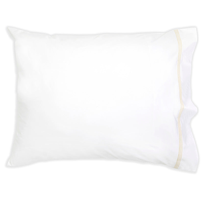 Percale Four Row Cord White Taupe Standard Pillowcase