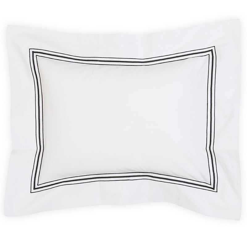 Percale Hurlingham White Black Decorative Pillowcase - NetDécor 