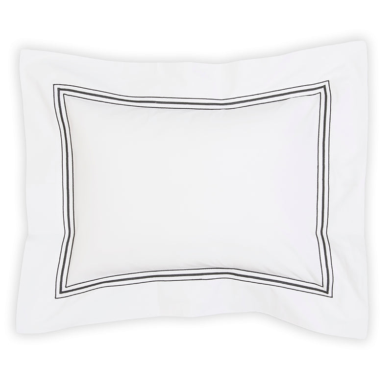 Percale Hurlingham White Charcoal Decorative Pillowcase - NetDécor 