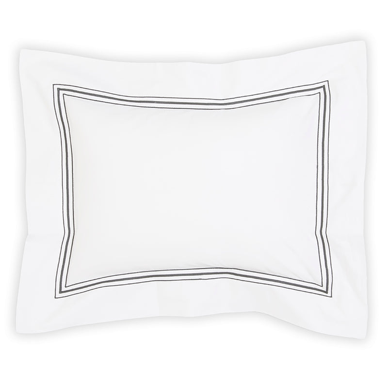 Percale Hurlingham White Grey Decorative Pillowcase - NetDécor 