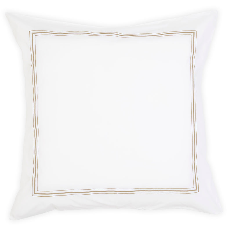 Percale Hurlingham White Taupe Decorative Pillowcase - NetDécor 
