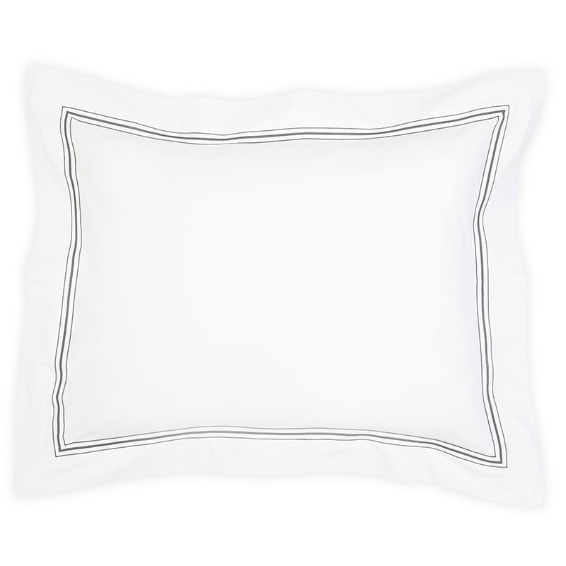 Percale Hurlingham White Grey Oxford Pillowcase - NetDécor 
