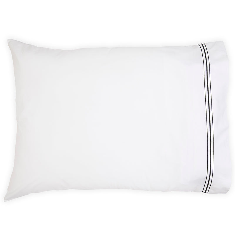Percale Hurlingham White Black Oxford Pillowcase - NetDécor 