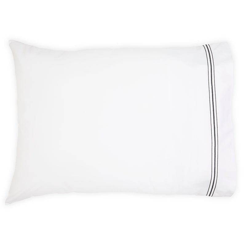 Percale Hurlingham White Charcoal Standard Pillowcase - NetDécor 