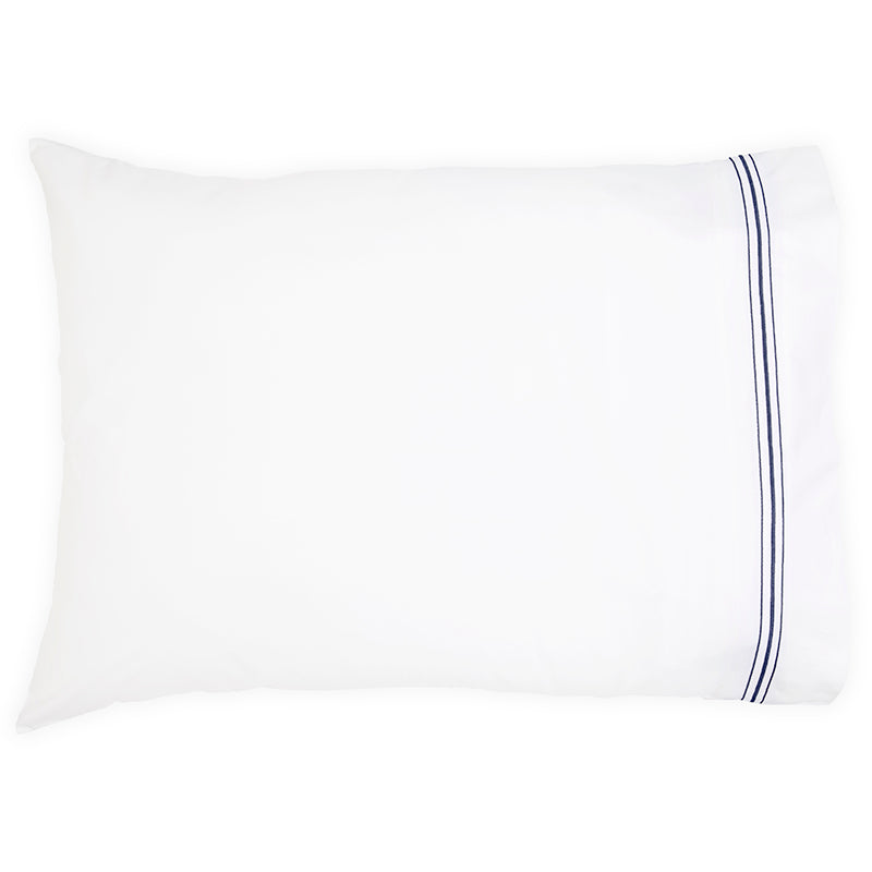 Percale Hurlingham White Cobalt Standard Pillowcase - NetDécor 