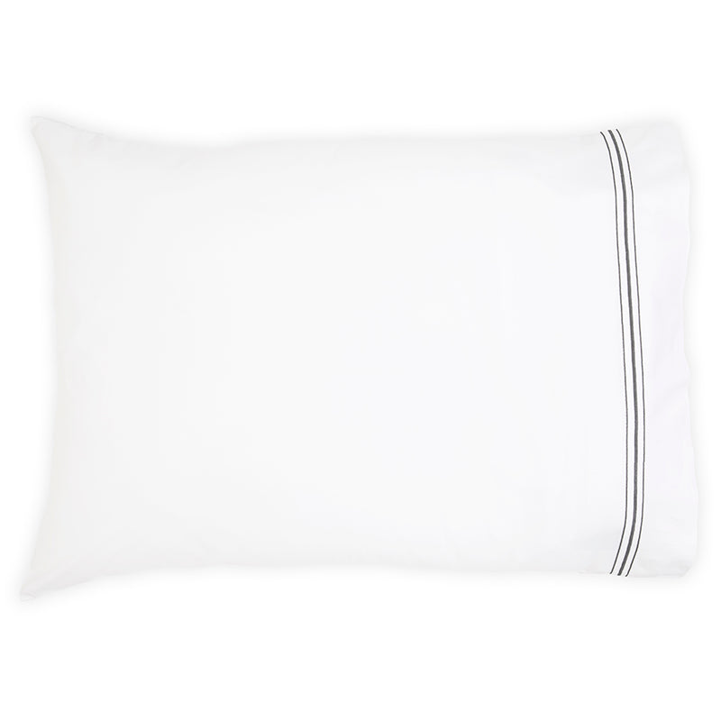 Percale Hurlingham White Grey Standard Pillowcase - NetDécor 