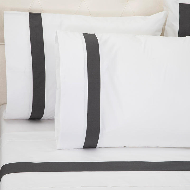 Sateen Kilkeel White Charcoal Standard Pillowcase