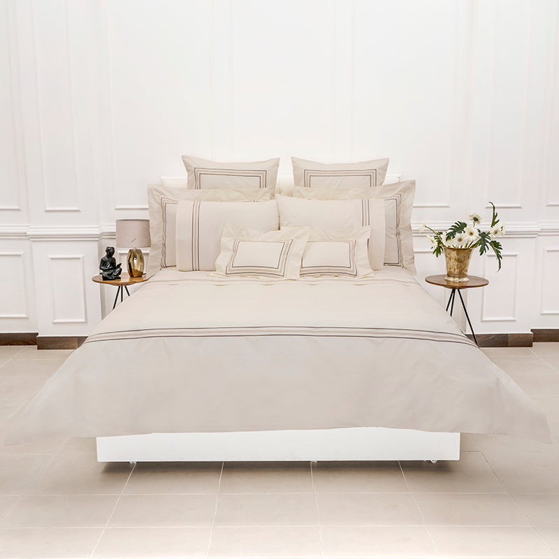 Percale Mowbray Ivory Sand Duvet Cover - NetDécor 