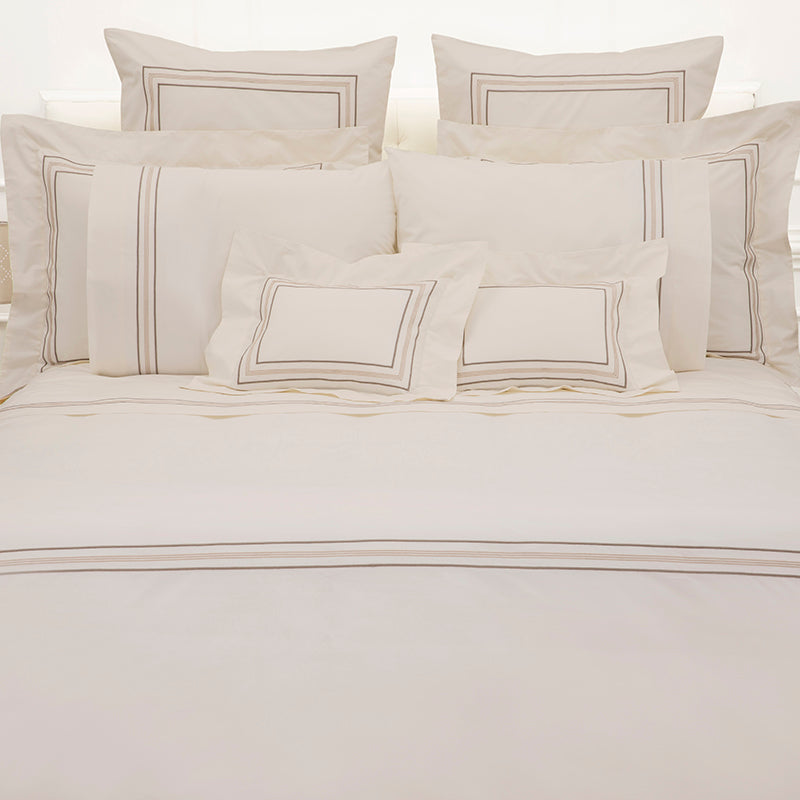 Percale Mowbray Ivory Sand Duvet Cover - NetDécor 