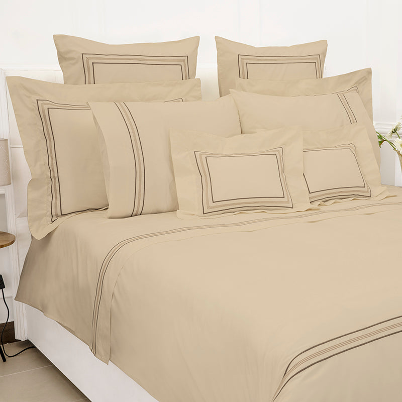 Percale Mowbray Taupe Sand Duvet Cover - NetDécor 