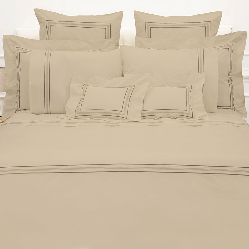 Percale Mowbray Taupe Sand Duvet Cover - NetDécor 