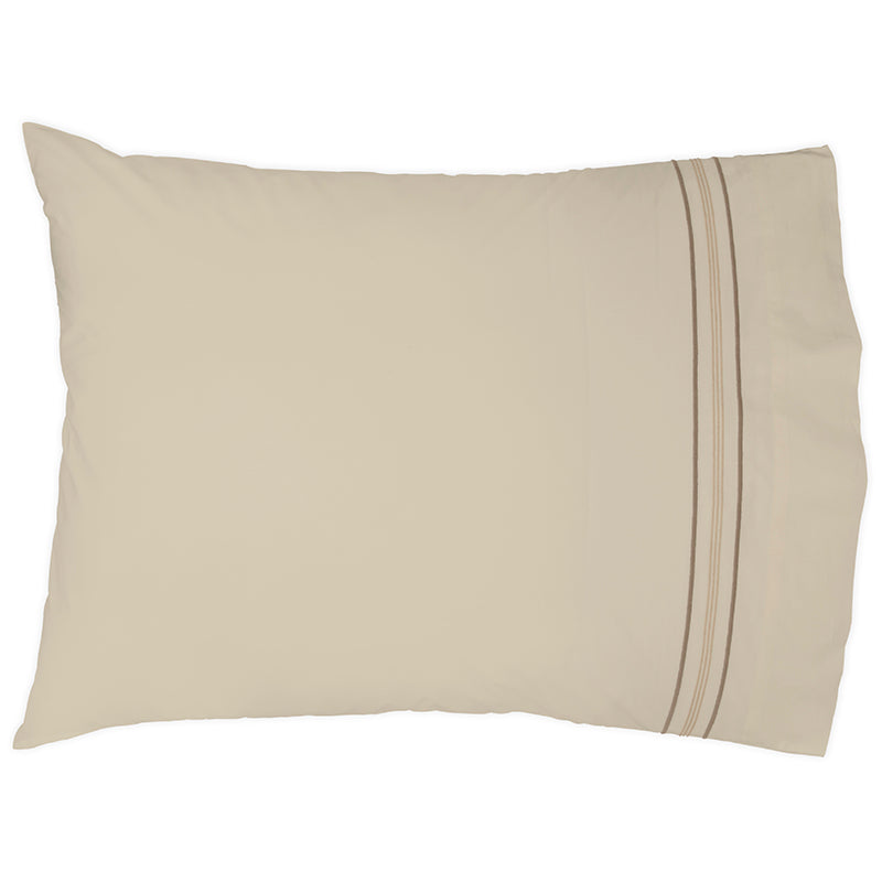 Percale Mowbray Taupe Sand Standard Pillowcase - NetDécor 
