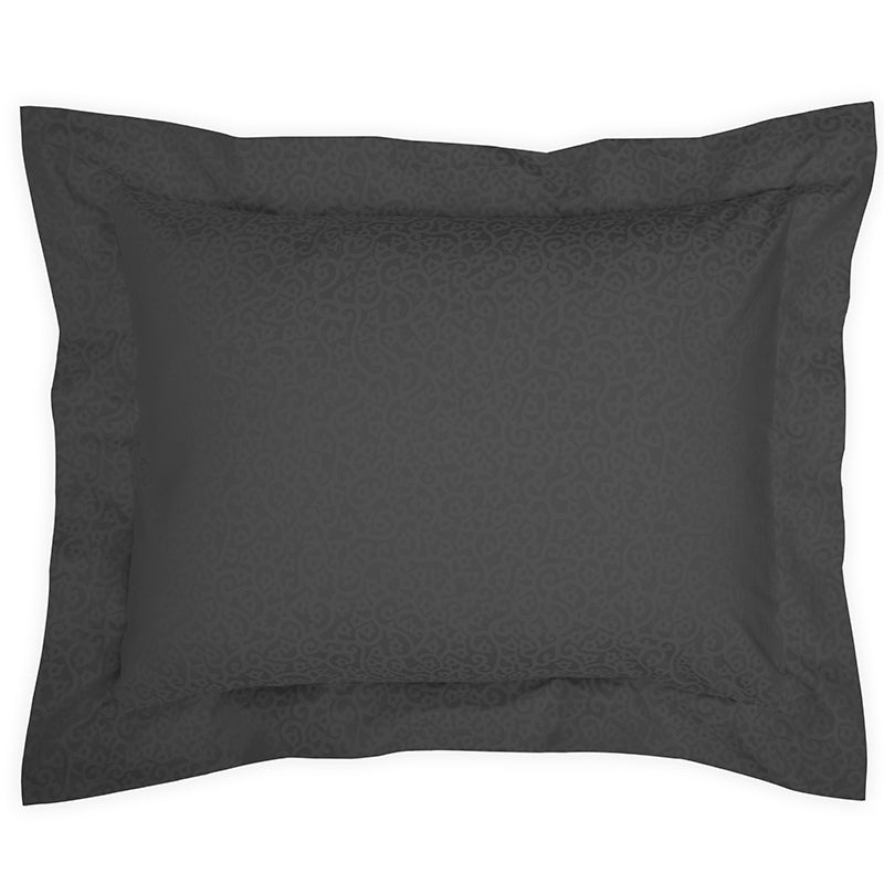 Percale Princess Grace Charcoal Oxford Pillowcase - NetDécor 