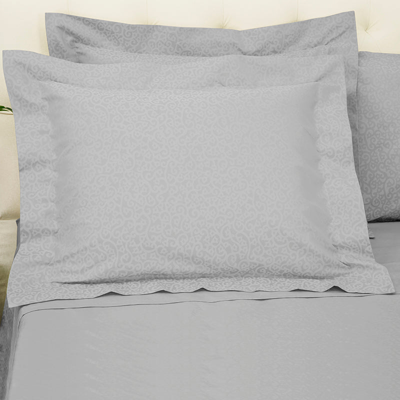 Percale Princess Grace Glacier Grey Oxford Pillowcase - NetDécor 