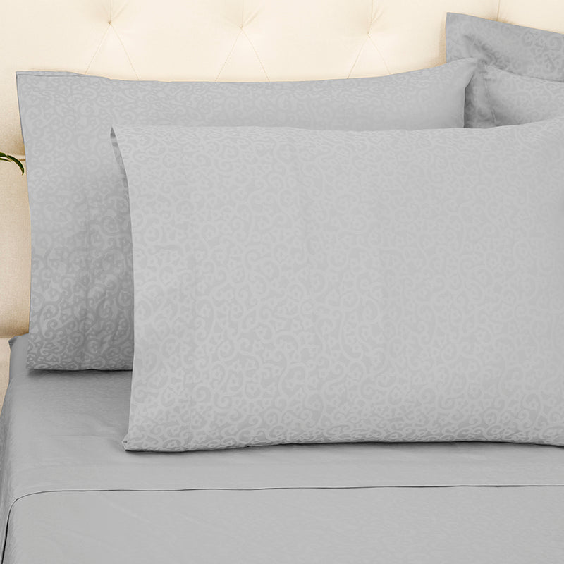 Percale Princess Grace Glacier Grey Standard Pillowcase - NetDécor 