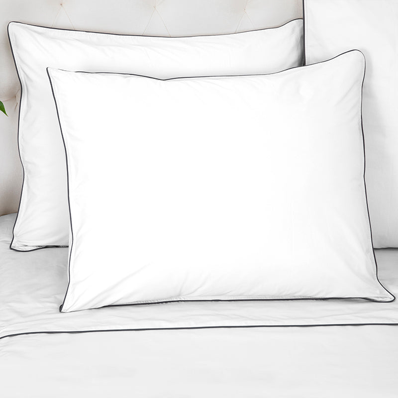Sateen Spencer White Charcoal Oxford Pillowcase